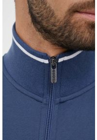 BOSS bluza męska kolor niebieski z aplikacją. Okazja: na co dzień. Kolor: niebieski. Materiał: materiał. Wzór: aplikacja. Styl: casual #6