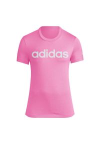 Adidas - T-shirt damski z logo adidas Essentials. Kolor: różowy, biały, wielokolorowy. Sport: taniec, joga i pilates