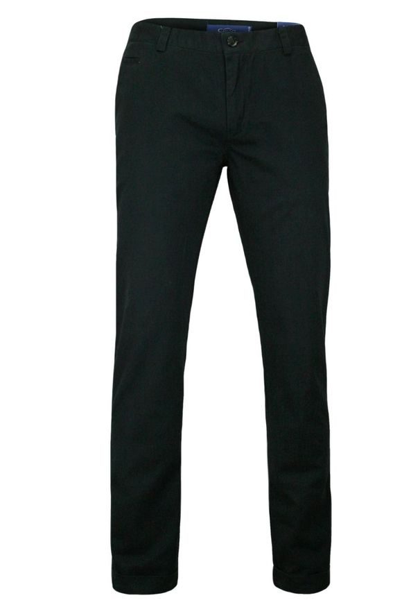 Chiao - Czarne Eleganckie, Męskie Spodnie, 100% BAWEŁNA -CHIAO- Chinosy, z Mankietami. Kolor: czarny. Materiał: bawełna. Styl: elegancki