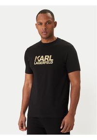Karl Lagerfeld - KARL LAGERFELD T-Shirt 755780 500235 Czarny Regular Fit. Typ kołnierza: dekolt w karo. Kolor: czarny. Materiał: bawełna #1