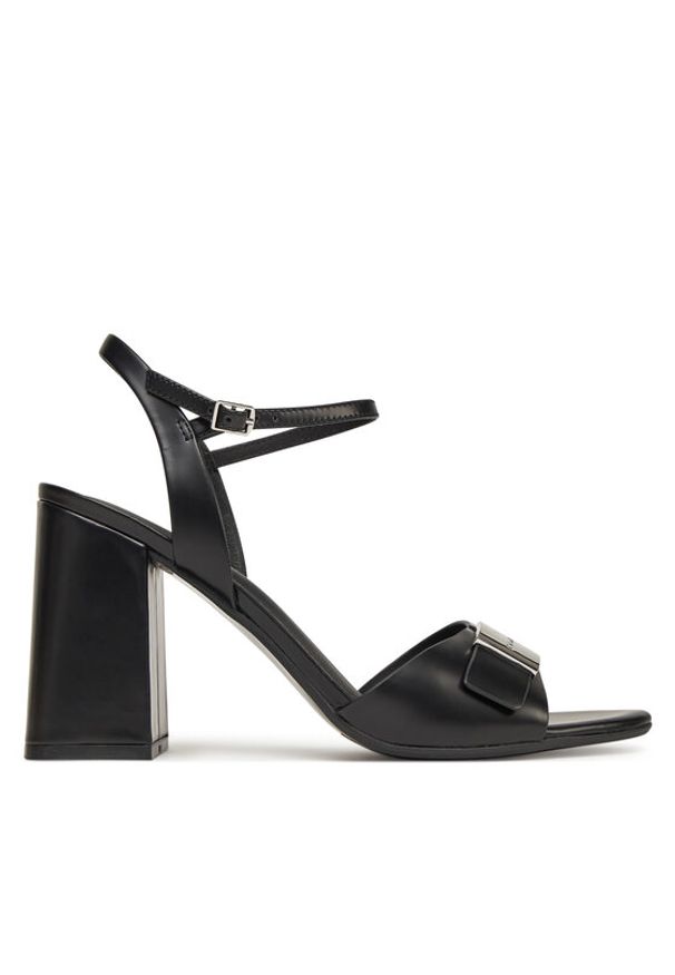 Calvin Klein Sandały Heel Sandal 85 W/Ck Hw - Lth HW0HW02485 Czarny. Kolor: czarny. Materiał: skóra