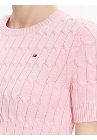 TOMMY HILFIGER - Tommy Hilfiger Sweter WW0WW38744 Różowy Regular Fit. Kolor: różowy. Materiał: bawełna #5