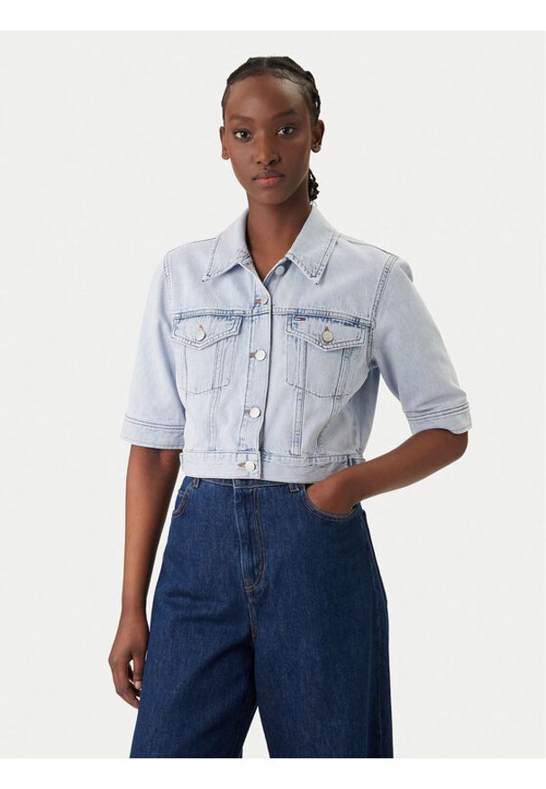 Tommy Jeans Kurtka jeansowa DW0DW22388 Błękitny Regular Fit. Kolor: niebieski. Materiał: bawełna