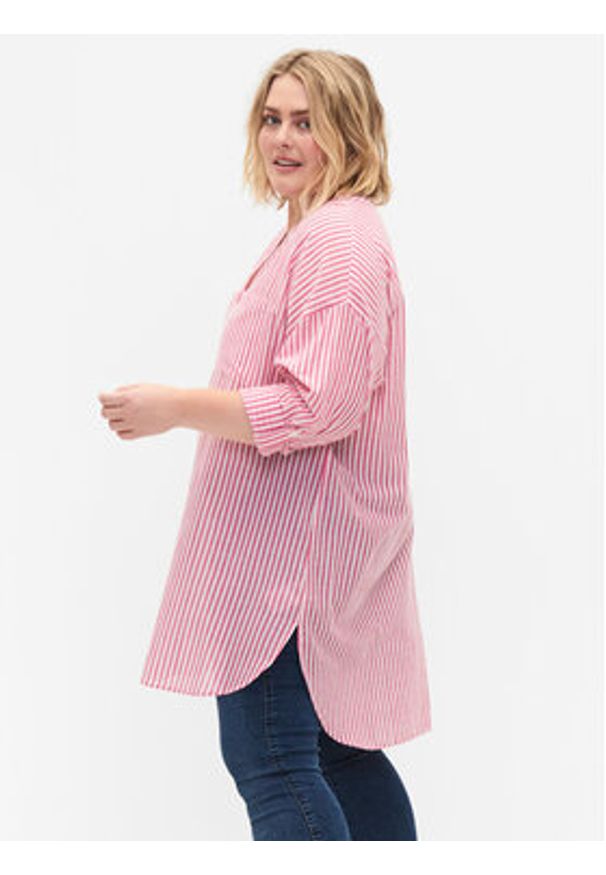 Zizzi Sukienka koszulowa CA02353B Czerwony Loose Fit. Kolor: czerwony. Materiał: bawełna. Typ sukienki: koszulowe