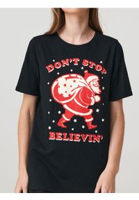 Sinsay - Bawełniana koszulka z nadrukiem świątecznym - czarny. Kolor: czarny. Materiał: bawełna. Wzór: nadruk. Styl: wizytowy #1
