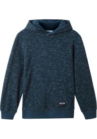 bonprix - Bluza z kapturem z miękkiej mieszanki bawełny. Okazja: na uczelnię. Typ kołnierza: kaptur. Kolor: niebieski. Materiał: bawełna. Wzór: melanż. Styl: sportowy #1