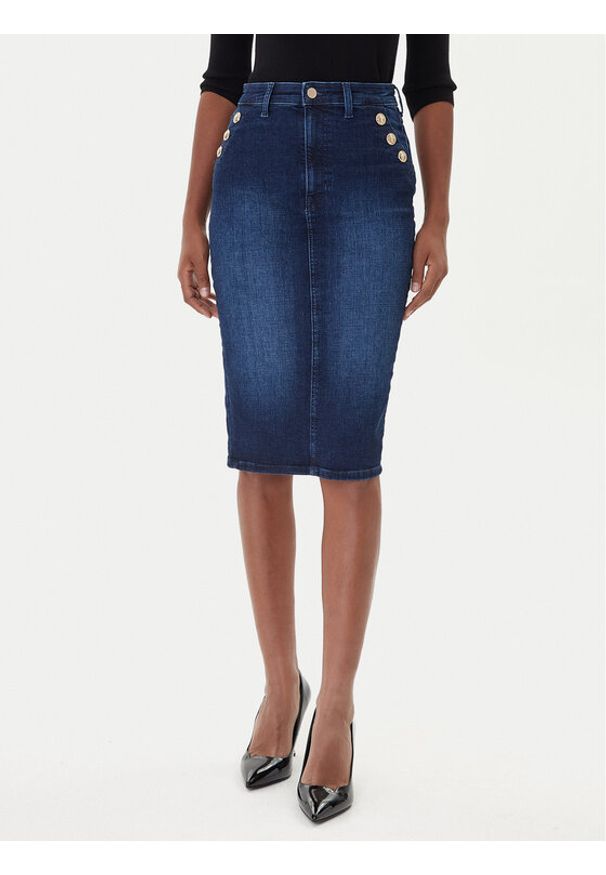 Guess Spódnica jeansowa W5BD1T D0791 Niebieski Regular Fit. Kolor: niebieski. Materiał: bawełna
