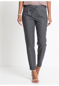 bonprix - Spodnie lniane. Kolor: szary. Materiał: len. Sezon: lato #1