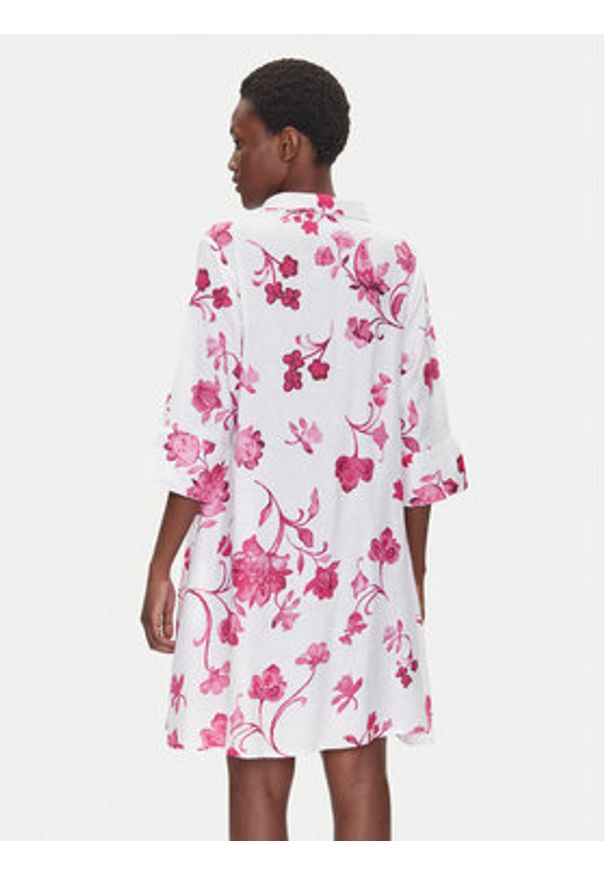 Iconique Sukienka koszulowa IC25-055 Biały Relaxed Fit. Kolor: biały. Materiał: len, bawełna. Typ sukienki: koszulowe