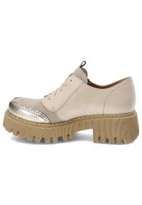Beżowe Półbuty Maciejka Stylowe Obuwie Damskie. Okazja: na co dzień. Zapięcie: sznurówki. Kolor: beżowy. Materiał: materiał. Szerokość cholewki: normalna. Styl: elegancki #4