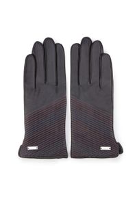 Wittchen - Damskie rękawiczki skórzane ze skośnymi przeszyciami. Kolor: czarny. Materiał: skóra. Styl: klasyczny