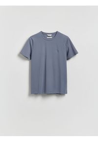 Reserved - T-shirt slim z bawełną merceryzowaną - szary. Kolor: szary. Materiał: bawełna