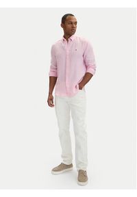 TOMMY HILFIGER - Tommy Hilfiger Koszula MW0MW41530 Różowy jasny Regular Fit. Kolor: różowy. Materiał: len #4