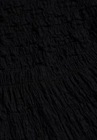 Born2be - Czarny Gładki Komplet Szerokie Spodnie i Marszczona Bluzka ze Stójką Merithie. Kolor: czarny. Materiał: materiał. Wzór: gładki #5