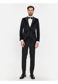 Karl Lagerfeld - KARL LAGERFELD Marynarka 155270 541009 Czarny Slim Fit. Typ kołnierza: dekolt w karo. Kolor: czarny. Materiał: syntetyk #2