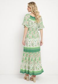 Born2be - Jasnozielona Sukienka z Bawełny Wiązana przy Dekolcie z Gumką w Pasie Adhara. Okazja: na co dzień. Kolor: zielony. Materiał: bawełna. Sezon: lato. Styl: casual #6