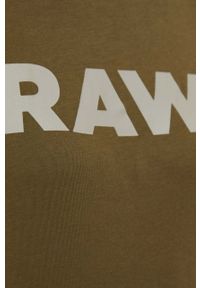 G-Star RAW - G-Star Raw t-shirt bawełniany kolor zielony. Okazja: na co dzień. Kolor: zielony. Materiał: bawełna. Długość rękawa: krótki rękaw. Długość: krótkie. Wzór: nadruk. Styl: casual, klasyczny #5
