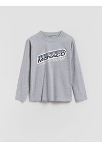 Reserved - Bawełniany longsleeve - jasnoszary. Kolor: szary. Materiał: bawełna. Długość rękawa: długi rękaw