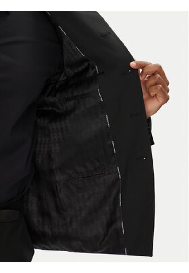 Karl Lagerfeld - KARL LAGERFELD Marynarka 155220 553037 Czarny Regular Fit. Typ kołnierza: dekolt w karo. Kolor: czarny. Materiał: syntetyk