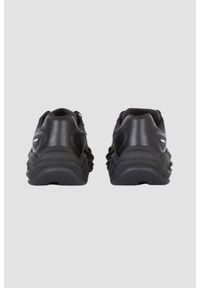 Balmain - BALMAIN Czarne sneakersy Run-row-leather & Nylon. Kolor: czarny. Materiał: nylon. Sport: bieganie