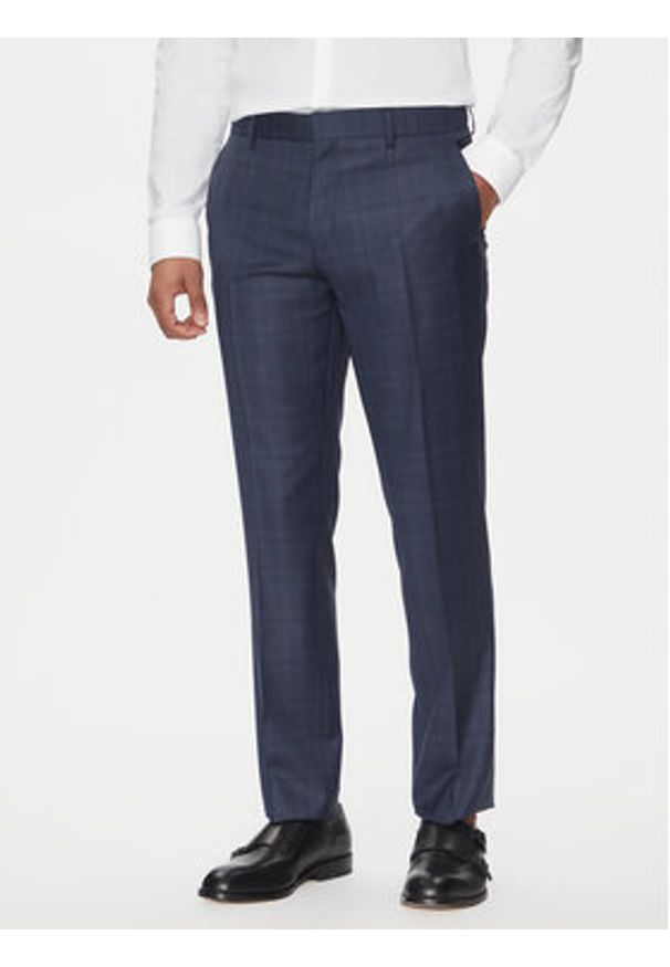 BOSS Garnitur H-Huge 50535401 Niebieski Slim Fit. Kolor: niebieski. Materiał: wełna
