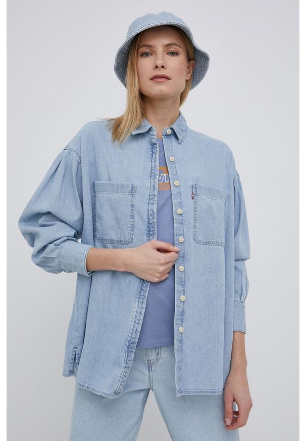 Levi's® - Levi's koszula jeansowa damska regular z kołnierzykiem klasycznym. Okazja: na co dzień, na spotkanie biznesowe. Typ kołnierza: kołnierzyk klasyczny. Kolor: niebieski. Materiał: jeans. Długość rękawa: długi rękaw. Długość: długie. Wzór: gładki. Styl: klasyczny