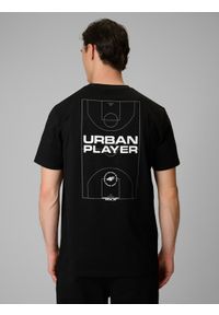 4f - 4F T-shirt relaxed z nadrukiem męski - czarny M. Okazja: na co dzień. Kolor: czarny. Materiał: dzianina. Wzór: nadruk. Styl: sportowy, casual #2