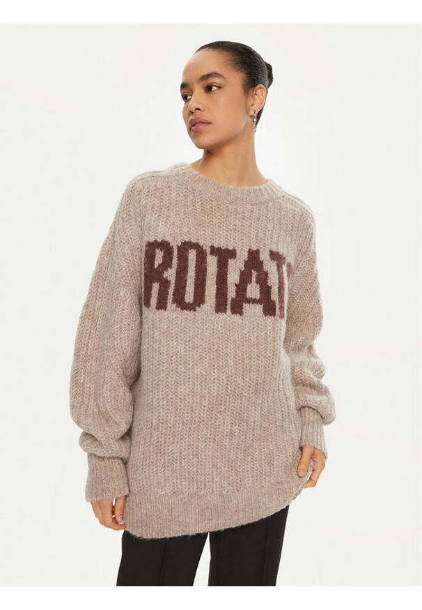 ROTATE Sweter 114443 Brązowy Regular Fit. Kolor: brązowy. Materiał: wełna