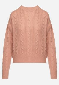 Born2be - Jasnoróżowy Sweter Krótki z Wycięciem na Plecach Torine. Okazja: na co dzień. Kolor: różowy. Materiał: jeans. Długość: krótkie. Styl: klasyczny, elegancki, casual #6