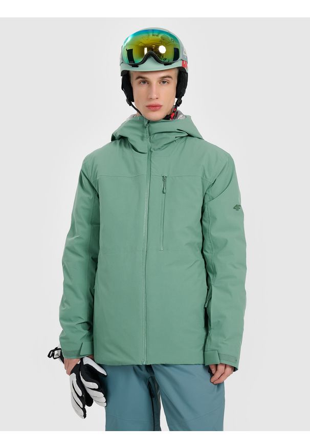 4f - 4F Kurtka narciarska membrana 15000 męska - zielona 3XL. Kolor: oliwkowy, brązowy, wielokolorowy. Materiał: materiał. Sezon: zima