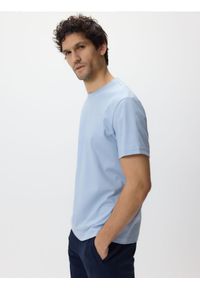 Reserved - T-shirt regular z bawełny merceryzowanej - jasnoniebieski. Kolor: niebieski. Materiał: bawełna #1