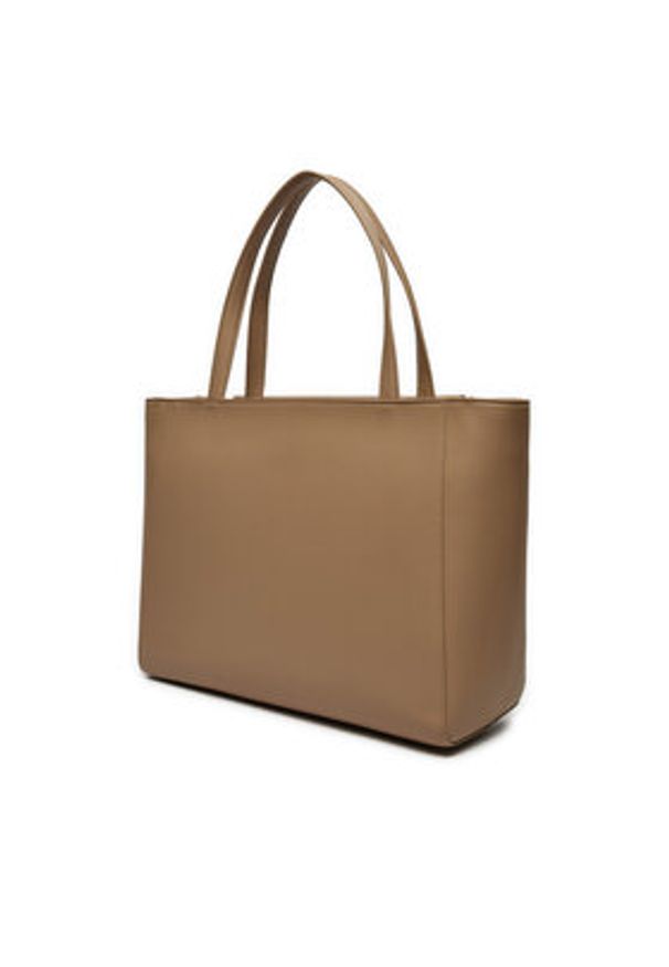 Calvin Klein Torebka Ck Medium Shopper W/Pocket_Mono K60K613136 Brązowy. Kolor: brązowy. Materiał: skórzane