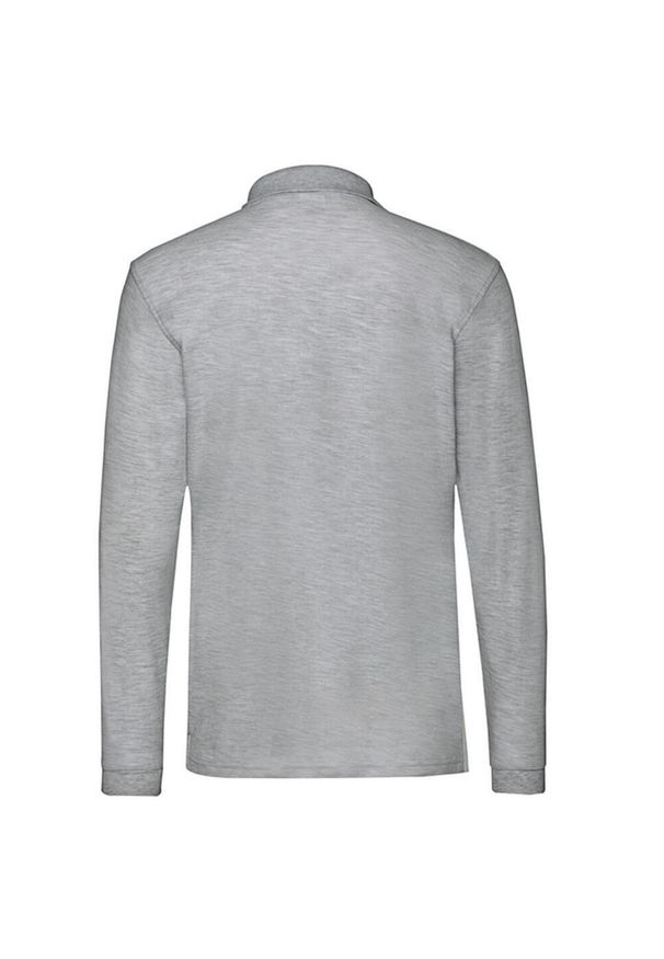 FRUIT OF THE LOOM - Męska Koszulka Polo Premium Z Długim Rękawem. Typ kołnierza: polo. Kolor: szary. Długość rękawa: długi rękaw. Długość: długie