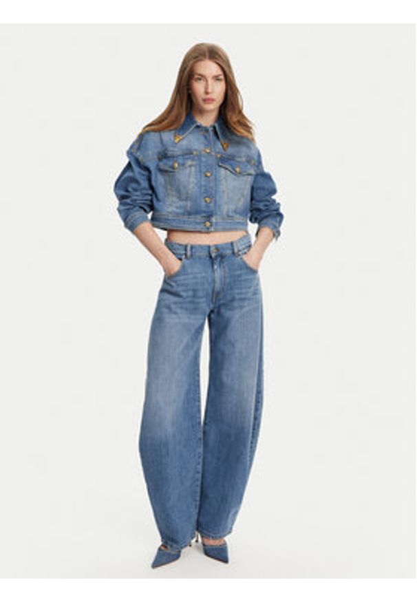 Versace Jeans Couture Kurtka jeansowa 78HAS450 Niebieski Relaxed Fit. Kolor: niebieski. Materiał: bawełna