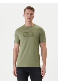 Karl Lagerfeld - KARL LAGERFELD T-Shirt 755060 562242 Zielony Regular Fit. Typ kołnierza: dekolt w karo. Kolor: zielony. Materiał: bawełna #1