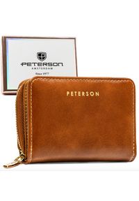 Portfel damski Peterson PTN 010-HF brązowy. Kolor: brązowy. Materiał: skóra ekologiczna. Wzór: aplikacja
