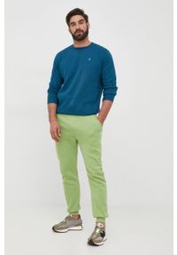 G-Star RAW - G-Star Raw Bluza męska kolor zielony gładka. Kolor: zielony. Materiał: dzianina, poliester. Wzór: gładki