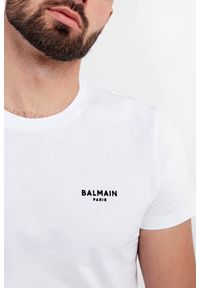 Balmain - T-shirt męski z logo BALMAIN. Materiał: bawełna. Wzór: nadruk