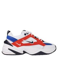 Buty do chodzenia damskie Nike M2k Tekno Summit White Black Team Orange. Zapięcie: sznurówki. Kolor: pomarańczowy, biały, żółty, wielokolorowy. Materiał: syntetyk, tkanina, materiał, skóra. Szerokość cholewki: normalna. Sport: turystyka piesza
