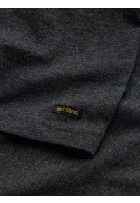 Ombre Clothing - Męski t-shirt z rozpinanym okrągłym dekoltem henley – czarny V4 - Rozmiar: XL. Okazja: na co dzień. Typ kołnierza: typu henley. Kolor: czarny. Materiał: poliester, bawełna. Styl: casual #3