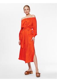 TwinSet - TWINSET Sukienka letnia 231TT2141 Pomarańczowy Regular Fit. Kolor: pomarańczowy. Materiał: wiskoza. Sezon: lato