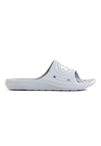 Klapki męskie Under Armour Locker IV SL. Zapięcie: bez zapięcia. Kolor: biały, szary, wielokolorowy. Materiał: materiał, syntetyk. Sezon: lato