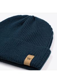 Wittchen - Męska czapka zimowa klasyczna granatowa. Kolor: niebieski. Materiał: wełna. Wzór: aplikacja. Sezon: zima. Styl: klasyczny