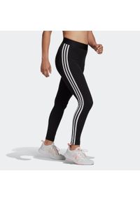 Legginsy 3S Fitness Adidas czarne. Kolor: czarny. Materiał: materiał, bawełna, elastan. Wzór: paski. Sport: fitness