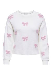 only - ONLY Sweter Bora 15360712 Biały Regular Fit. Kolor: biały. Materiał: syntetyk #7