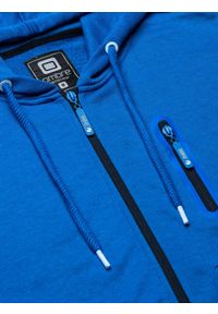 Ombre Clothing - Bluza męska rozpinana z kapturem B1086 - niebieska - S. Typ kołnierza: kaptur. Kolor: niebieski. Materiał: bawełna, poliester #2