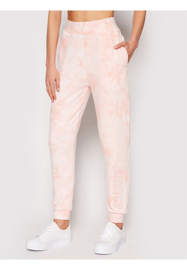 Guess Spodnie dresowe O1GA38 K68I1 Różowy Regular Fit. Kolor: różowy. Materiał: bawełna, dresówka