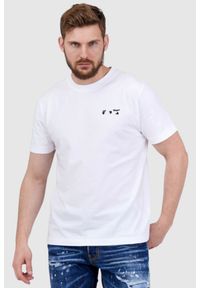 OFF-WHITE Biały t-shirt męski z wytłaczanym logo. Kolor: biały. Wzór: aplikacja #1
