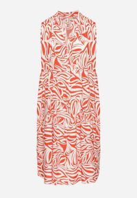 Born2be - Czerwona Bawełniana Rozkloszowana Sukienka z Geometrycznym Wzorem Annivaria. Okazja: na co dzień. Typ kołnierza: dekolt w kształcie V. Kolor: czerwony. Materiał: bawełna. Wzór: geometria. Typ sukienki: rozkloszowane. Styl: elegancki, casual, klasyczny #4