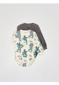 Reserved - Bawełniane body 2 pack - ciemnobrązowy. Kolor: brązowy. Materiał: bawełna